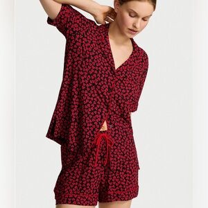 Victoria’s Secret Modal Heart Print Women's Pajama Set - Red
